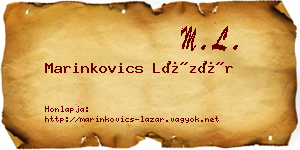 Marinkovics Lázár névjegykártya